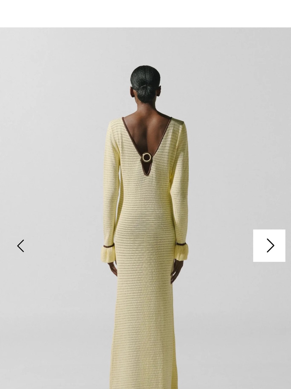 Yellow Long Knit V-Back Maxi Dress